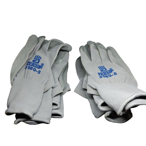 Work Safety Polyurethane Coated Nylon Work Gloves 380-5 (4 Pairs) - Gray - Picture 2 of 3